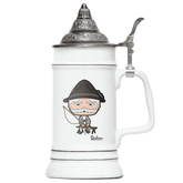 Da Oid Sinzer Goaßlschnoizer Bierkrug 500ml Weiss mit Spitzdeckel Wendelstein Front